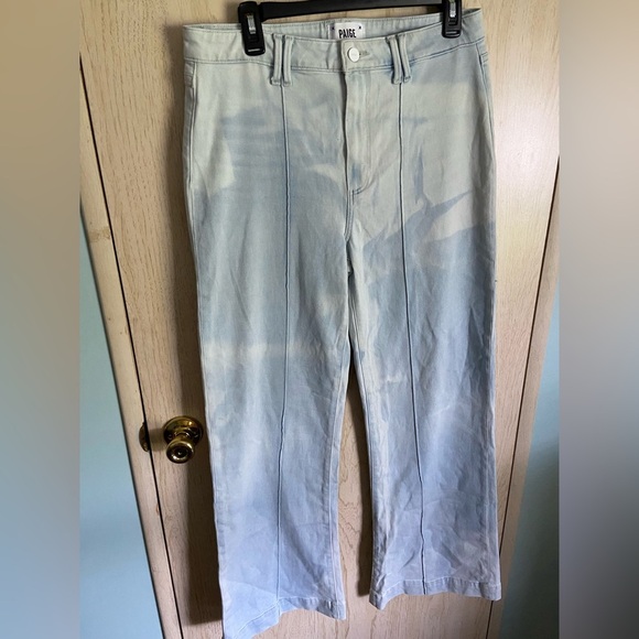 PAIGE Leenah Jeans High Rise Wide Leg Broadway Distressed Light Wash Size 32 - Picture 2 of 11